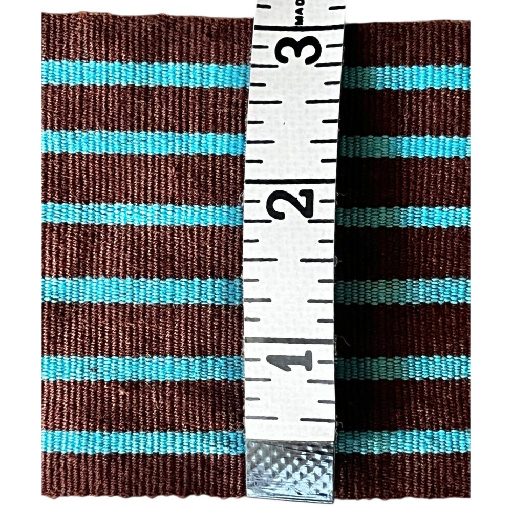 Guatemalan Handwoven Sash Belt 82" With Fringe Turquoise Blue & Brown Stripes - Picture 6 of 7